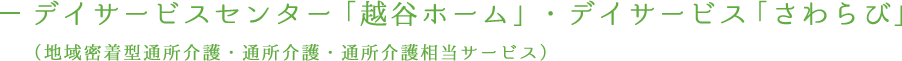 デイサービスセンター「越谷ホーム」・デイサービス　「さわらび」